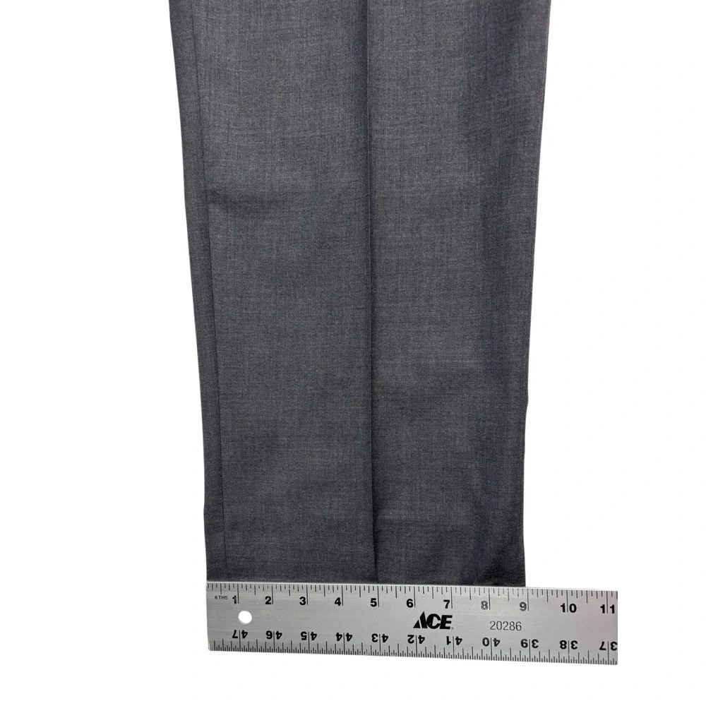 Joseph Abboud 46R 38x32 Gray 2pc Pant Suit 100% Wool Flat Front Two Button Mens